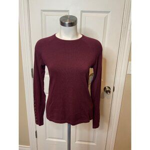 J. McLaughlin Maroon Knit Long Sleeve Button Cuff Top, Size XS